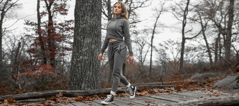 Vital gray crop top sweater and joggers